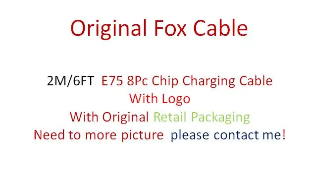 

100pcs/lot 2m/6ft 8ic E75 Chip Sync Data USB charging cable With packing box
