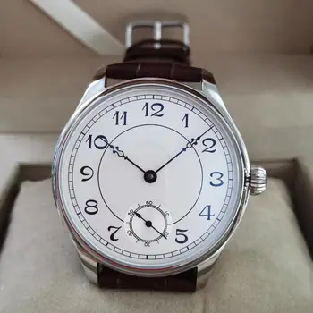 

44mm not have logo Mechanical Hand Wind Men's Watch White dial Mineral glass/Sapphire Crystal Seagull st3621 movement G035