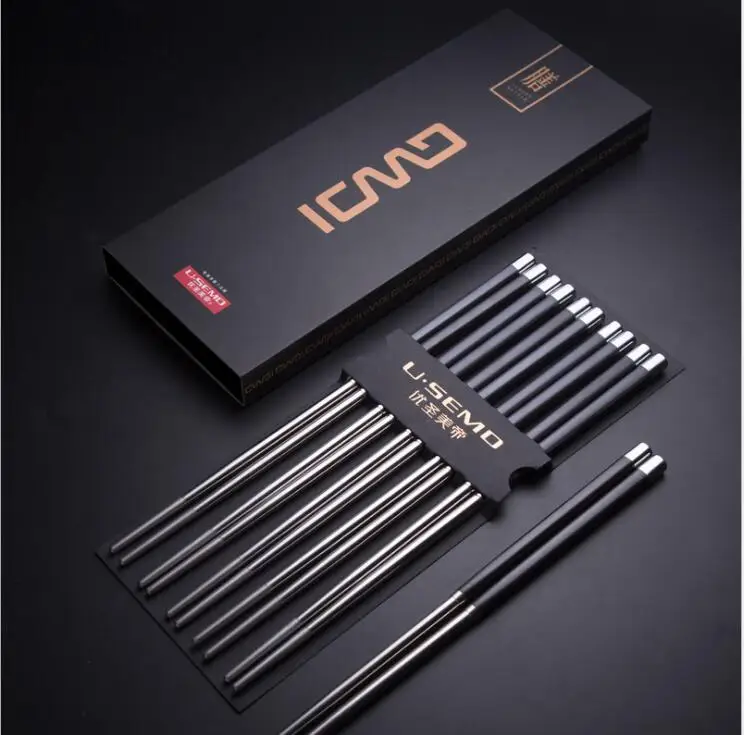

200 Pairs Japanese Chopsticks Set 304 Stainless Steel Reusable Travel Chopsticks Gift