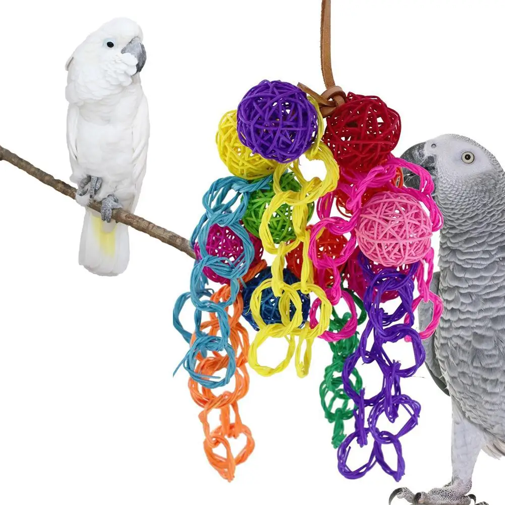 Juguete de columpio para morder de loro cacatúa, barra de madera colorida, jaula para pájaros, adorno colgante, suministros para pájaros para mascotas