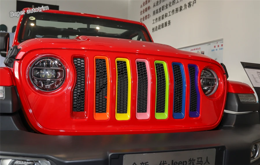 

Lapetus Colorful Front Middle Face Grille Grill Ring Cover Accessories Exterior Trim 7 Pcs ABS For Jeep Wrangler JL 2018 - 2022