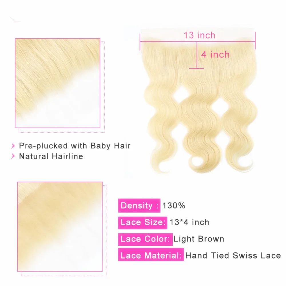Acehair 613 пряди с закрытием объемная волна Мёд блондинка Brazilan волосы Remy 13x4 уха до уха может занять от 10 до 30 дюймов человеческие волосы переплетения