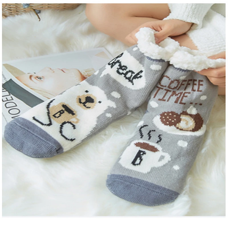 Милые женские Носки с рисунком овечки; зимние толстые теплые носки-тапочки; мягкие дышащие носки для сна; изысканный подарок на год; рождественские носки