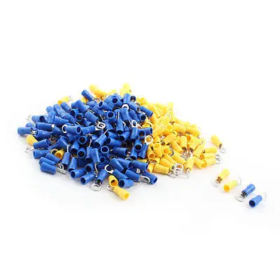 

300Pcs 5mm Hole Insulated Ring Terminals Connectors for AWG 16-14 Wire