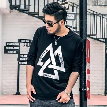 

Plus Size Brand Mens T Shirt GXXH Top Autumn Long Sleeved T Shirt Cotton Loose Printing Oversized Tee Top Male XXL - 5xl 6xl 7xl