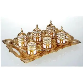 

TURKISH COFFEE SIX PersonalityTWENTY FIVE PIECES OF GOLD PATTERN COFFEE CUP AND RECTANGLE CUP TRAY