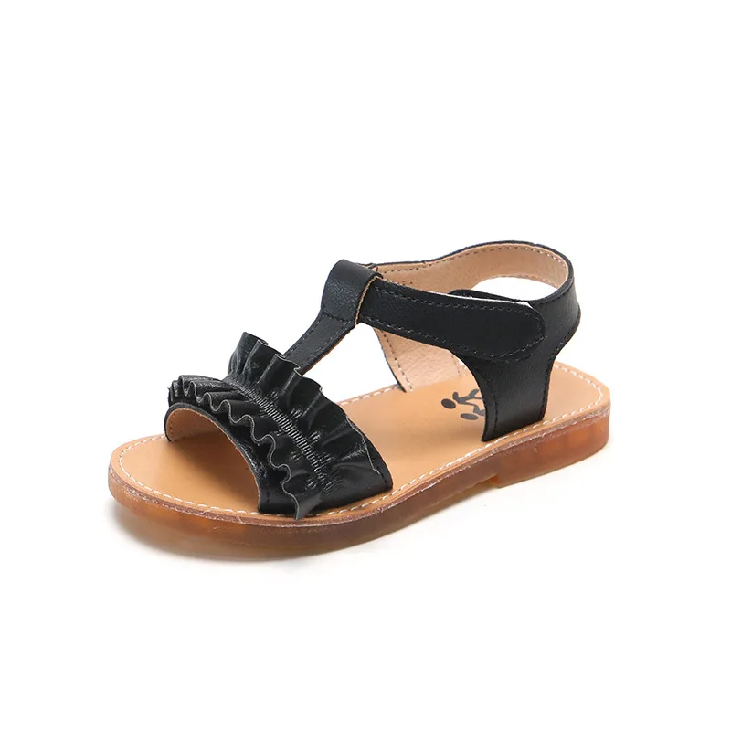 

Comfy Kids Summer Girl New Fashion Flower Leather Soft Sole Beach Sandal Toddler Floral Hook Loop Casual Shoes