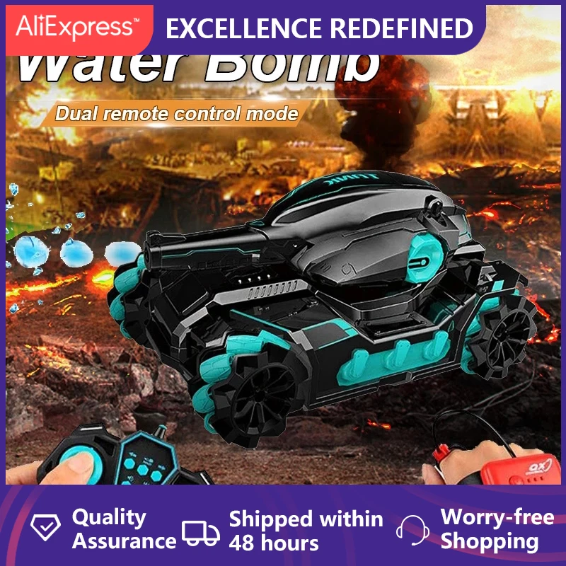 2 4G Водяная бомба RC Танк с подсветкой и музыкой игрушки для мальчиков гусеничный
