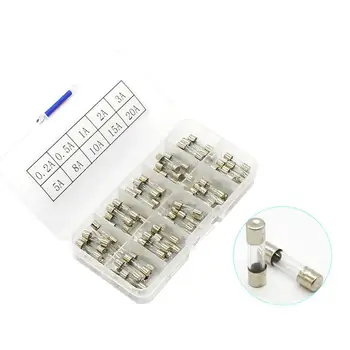 

100PCS 5x20mm Fast Blow Fuse Glass Tube Fuse Assorted Mixed Kit Insurance Tube 0.2A/0.5A/1A/2A/3A/5A/8A/10A/15A/20A