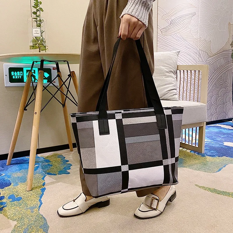 

Fashion Pattern Handbag 2019 New Style Hot Sales WOMEN'S Bag Fashion Shopping Bag Contrast Color Shoulder Bag Large Capacity Tot