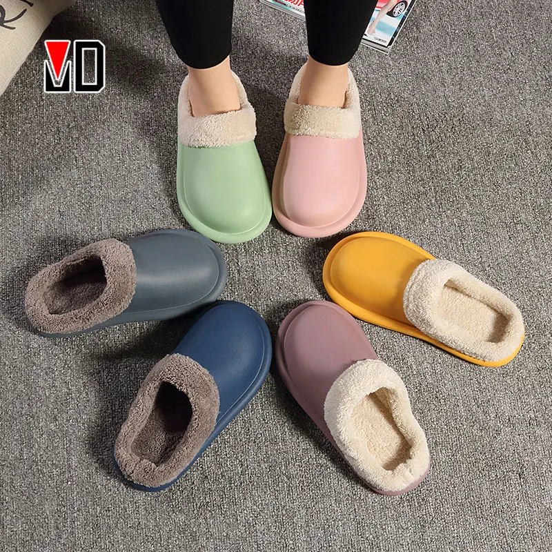 WinterAutumn Slippers Lovers Cozy Outdoor Warm Plush Indoor Women Men Kitchen Shoes AntiSlip Soft EVA Waterproof Home Sneaker