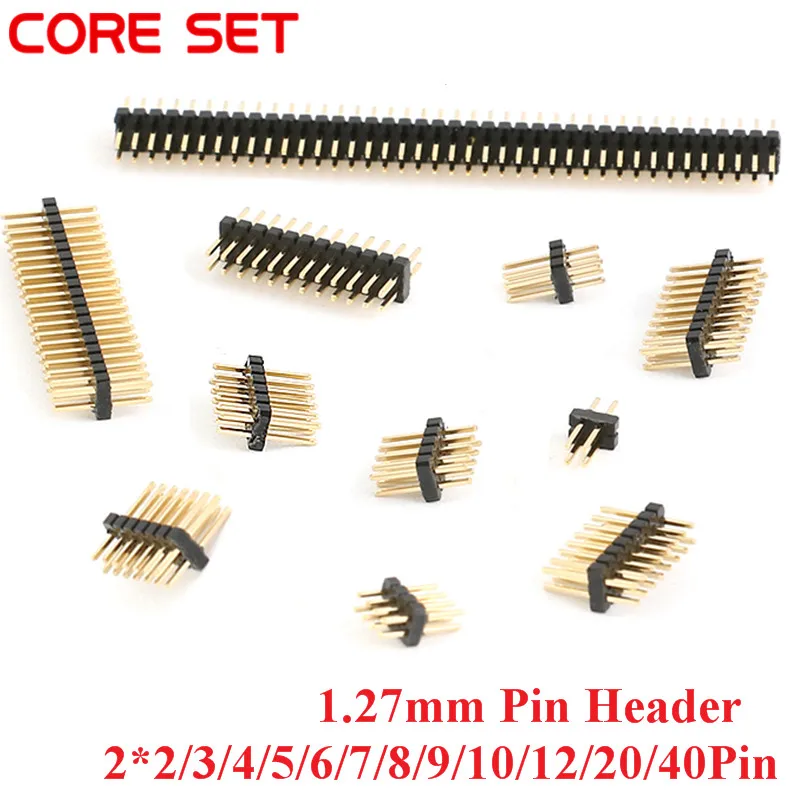 

50Pcs 1.27mm Pin Header 1.27 Double Row Male 2~40P Breakaway PCB Board Connector Strip Pinheader 2*3/4/5/6/7/8/10/12/15/20/40p