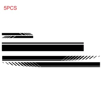 

New Arrival High Quality 5PCS Long Stripe Graphics Car Side Body Hood Mirror Vinyl Decal Sticker Black