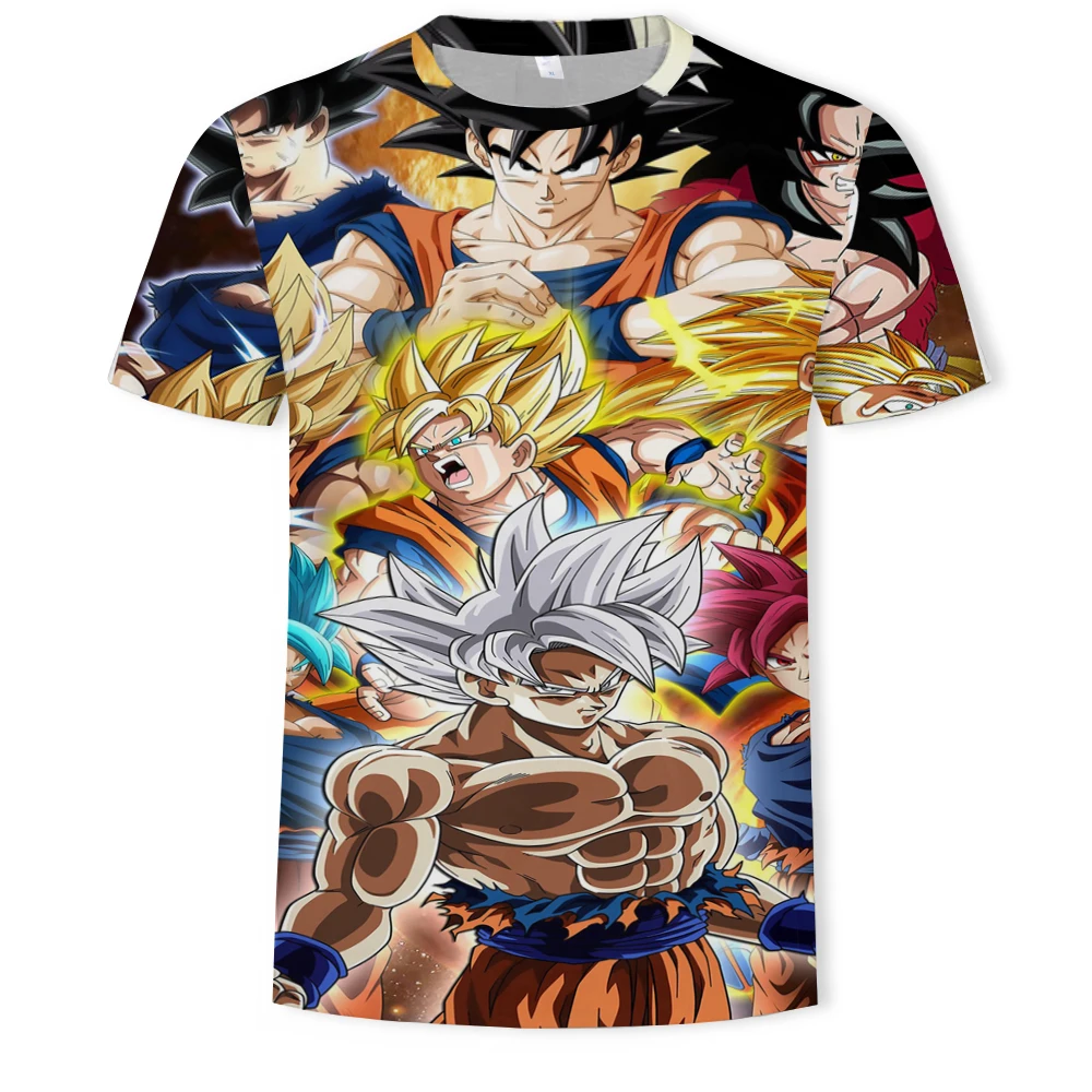 Супер сайян 3D футболка аниме Dragon Ball Z Goku летние модные футболки для