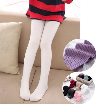 

Baby Autumn Winter Tights Candy Color Striped Toddler Kids Girl Stockings Cotton Warm Pantyhose Solid Tights For 95-115CM Girls