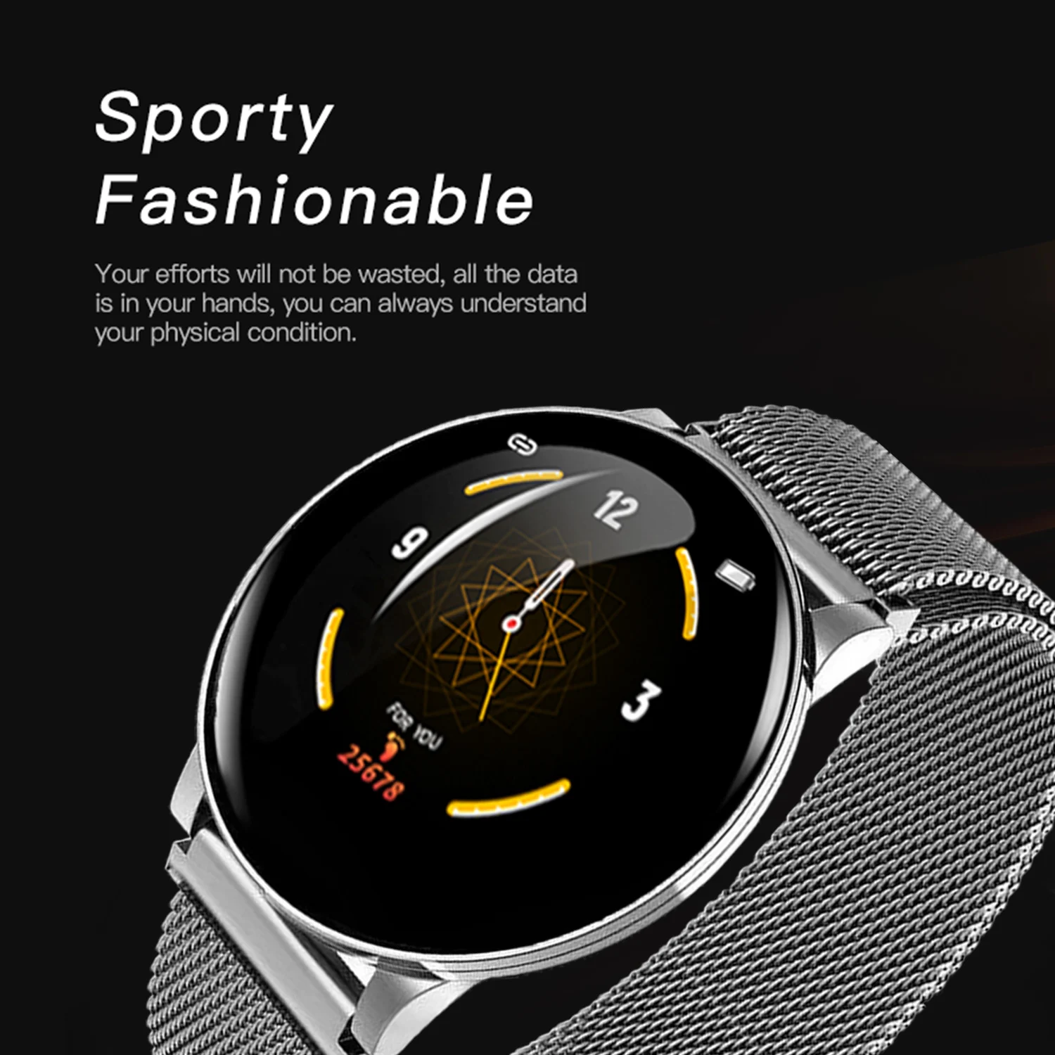 Gosear браслет W8 водонепроницаемый смарт часы Smartwatch Спорт фитнес трекер с ремешком из нержавеющей стали 1,3 дюймов дисплей