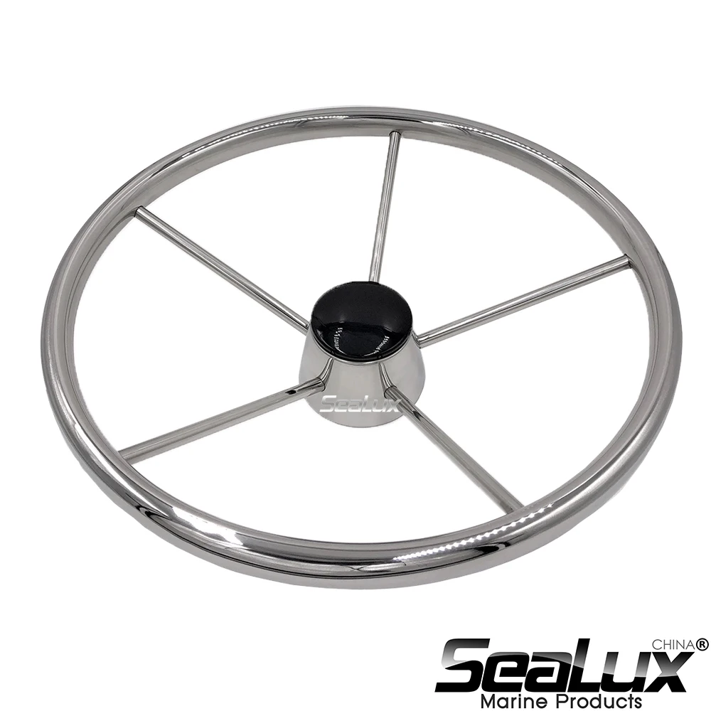 

Sealux 13.5 inch Steering Wheel with Black PC cap Stainless Steel 304 for Marine Boat Yacht