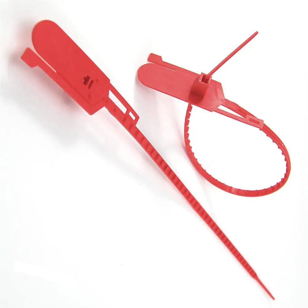 100pcs Plastic Zip Ties Security Seals Anti Tamper Seals SHipping Straps Numberd Locking Tag Red