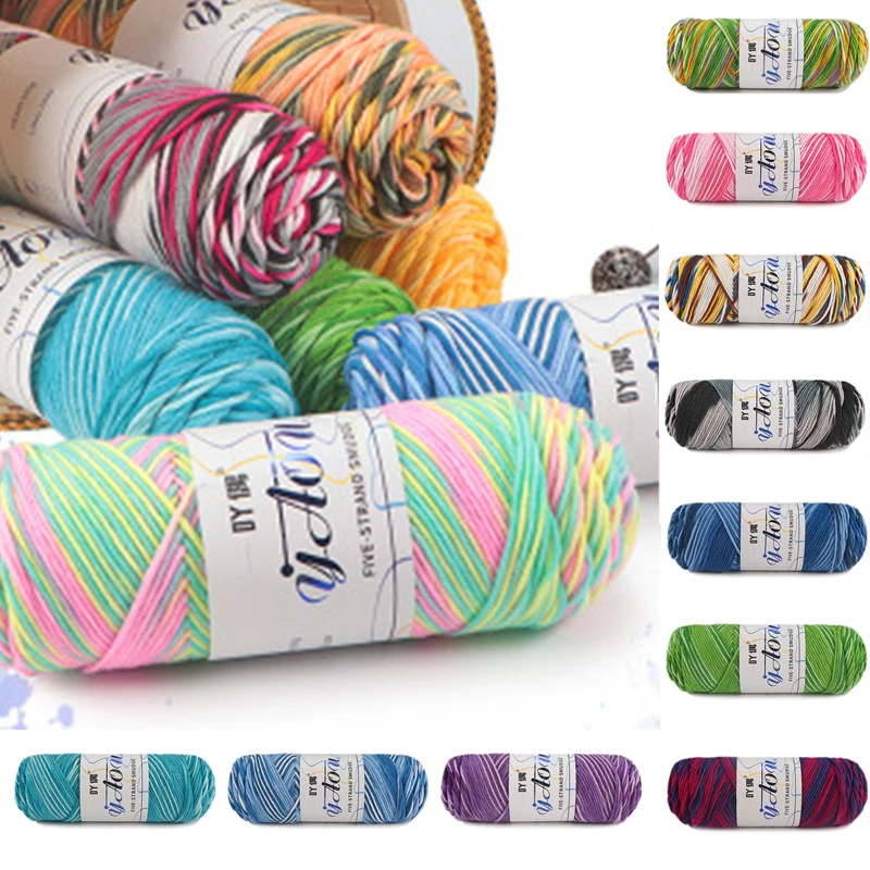 100 г/Группа Пять нитей молочной хлопчатобумажной пряжи сегментная окрашенная