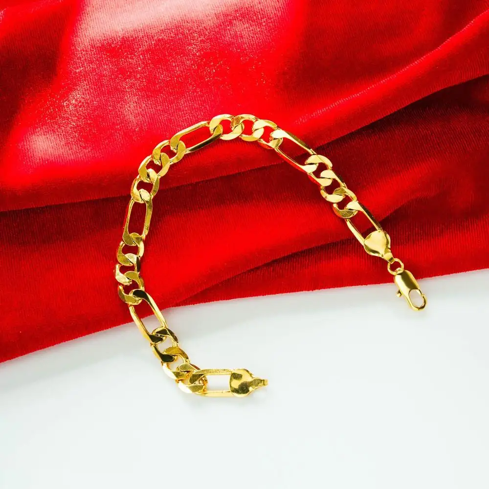 6MM/10MM Classic Vintage Gold Color Figaro Chain Bracelet Men Punk Hip Hop Jewelry