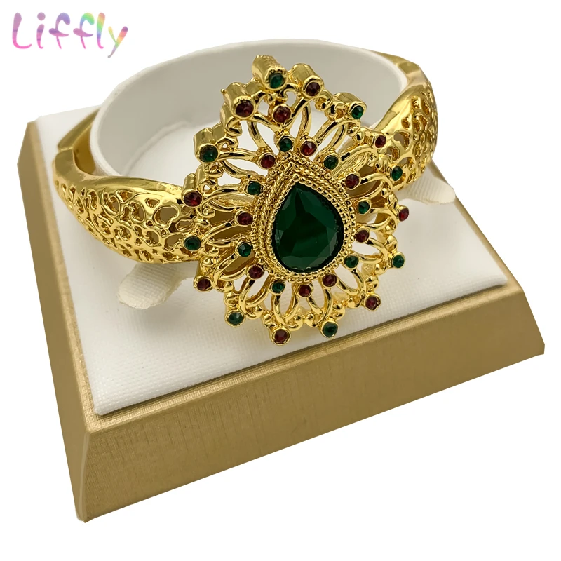 Дубайский Шарм, смелые Женские Ювелирные наборы, большое ожерелье, Зеленый Кристалл, браслет, серьги, кольцо для невесты, свадебный ювелирный набор