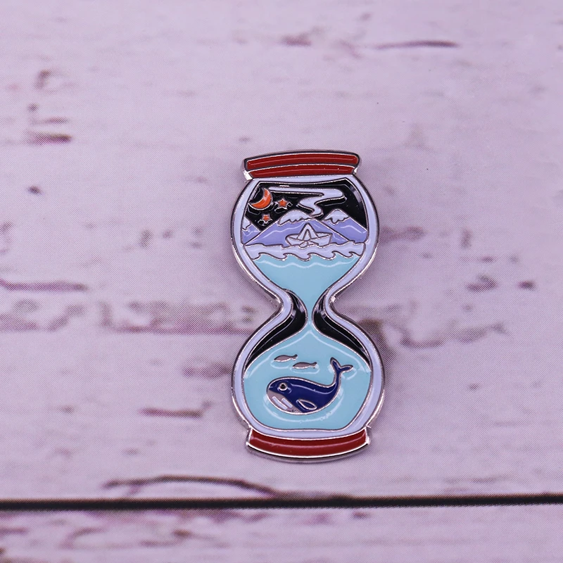 Песочные часы Ландшафтная булавка океанская Гора Лунная брошь путешествие |