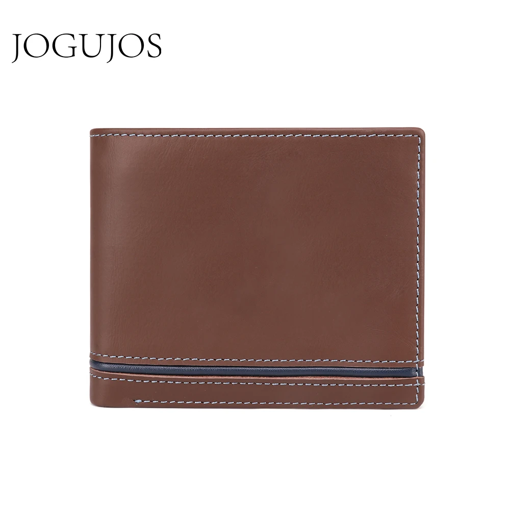 JOGUJOS новые мужские кожаные кошельки из натуральной кожи RFID Кошелек держатель для карт мужской кошелек на молнии Мужской винтажный держатель для кредитных карт