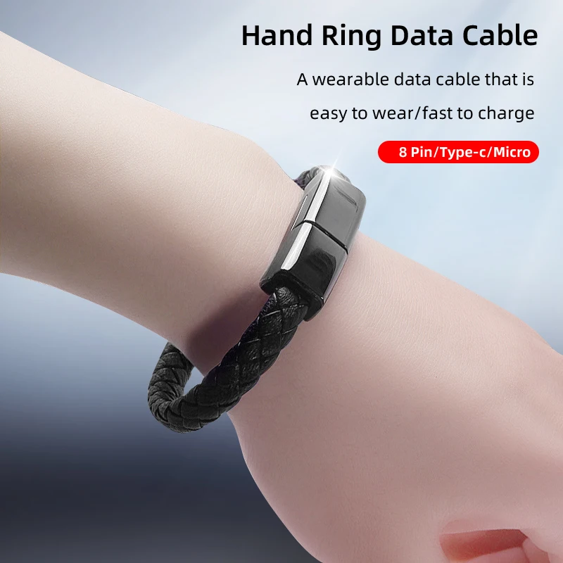 Открытый Портативный кожаный мини USB C Micro USB браслет Зарядное устройство для синхронизации данных и зарядки шнур синхронизации для Android Тип-C телефонный кабель