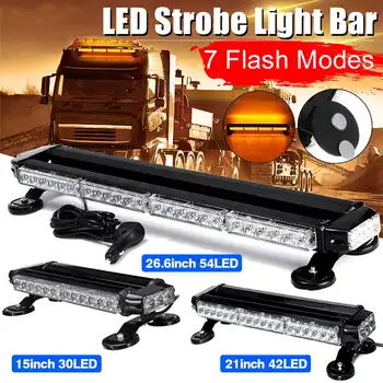 

42 LED 4 Side Car Roof Advisor Beacon Strobe Flashing Security Warning Light Bar Emergency Light Magnetic 7 Flash Patterns