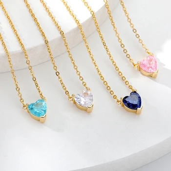 Heart Necklaces For Women Stainless Steel Chain White Pink Heart Pendant Necklace Femme Wedding Aesthetic Jewelry Gift 1