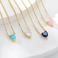 Heart Necklaces For Women Stainless Steel Gold Plated Chain Zircon Heart Pendant Choker Necklace Wedding Boho Jewelry Gift Femme - Image 5