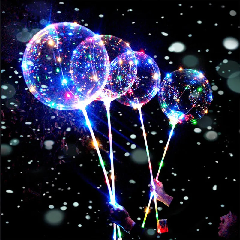 

18inch Handle Led Balloon Luminous Transparent Helium Bobo Ballons Wedding Birthday Party Decorations Kids LED Light Balloon
