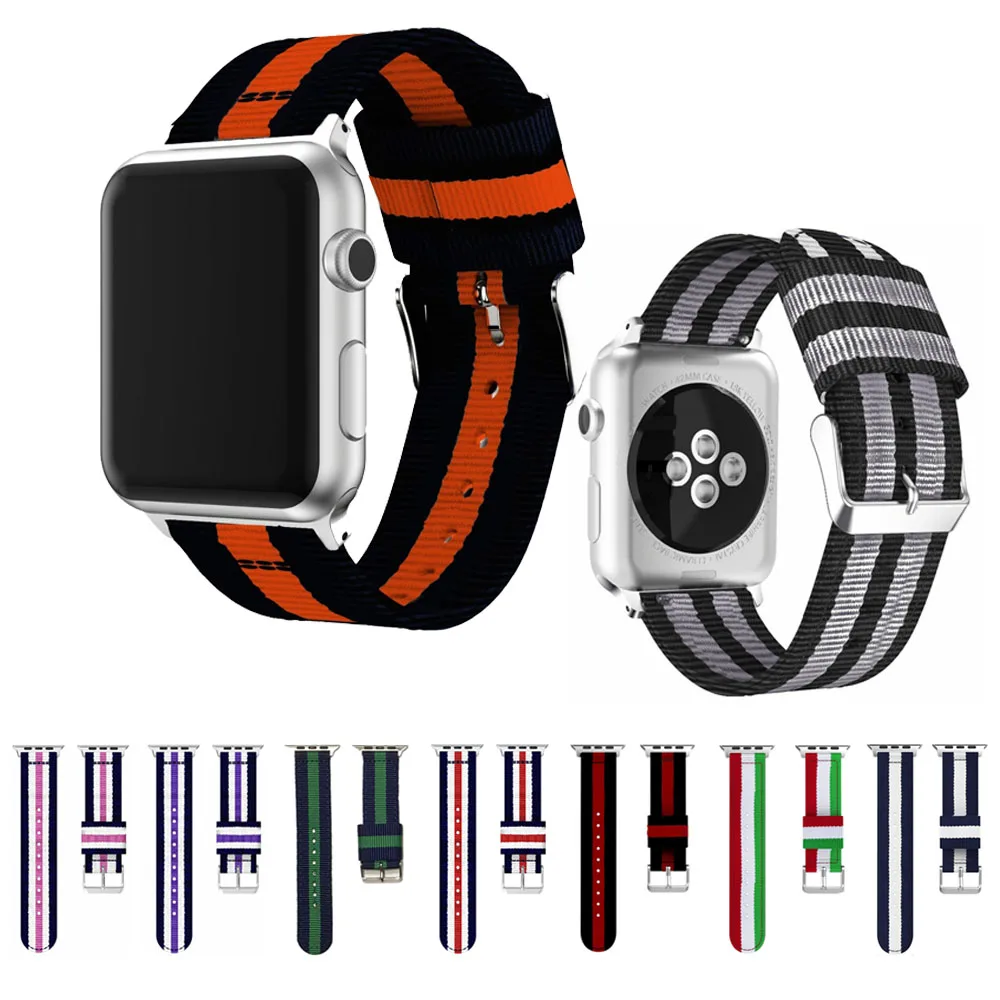 Нейлоновый многоцветной ремешок для часов apple watch band 4 44 мм 40 плетеный спортивный в