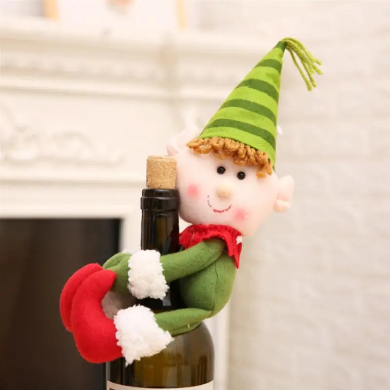 3pcs Christmas Wine Bottle Cover Creative Wine Bottle Decoration Santa Claus Snowman Spirit Winebottle Cover Christmas Ornaments