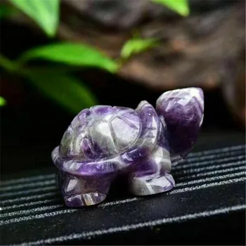 

New arrivals hand carved gemstone turtle natural dream amethyst quartz crystal tortoise for healing decoration