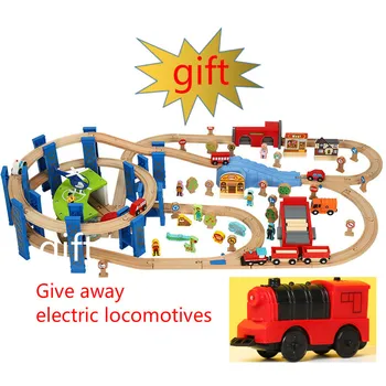

Large Wooden Track Toys Give Electric Locomotive Stereo Annular Multilayer Track Children's Birthday Gifts