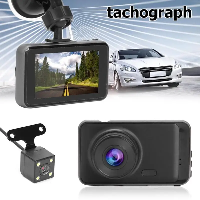 3-дюймовый Видеорегистраторы для автомобилей Камера FHD 1080P 170 градусов видеорегистратор с резервным Камера