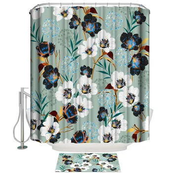 

Floral Pattern Dandelion Green Leaf Shower Curtains Home Bathroom Decoration Bathroom Shower Curtain Doormat Set