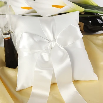 

20*20CM White Color Wedding Ring Pillow with Bow knot Ribbons