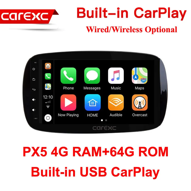 CarExc 9 ''радио CarPlay мультимедийный плеер 1 din Android 9,0 для Mercedes Smart Fortwo Авторадио gps навигация - Цвет: PX5 64G ROM