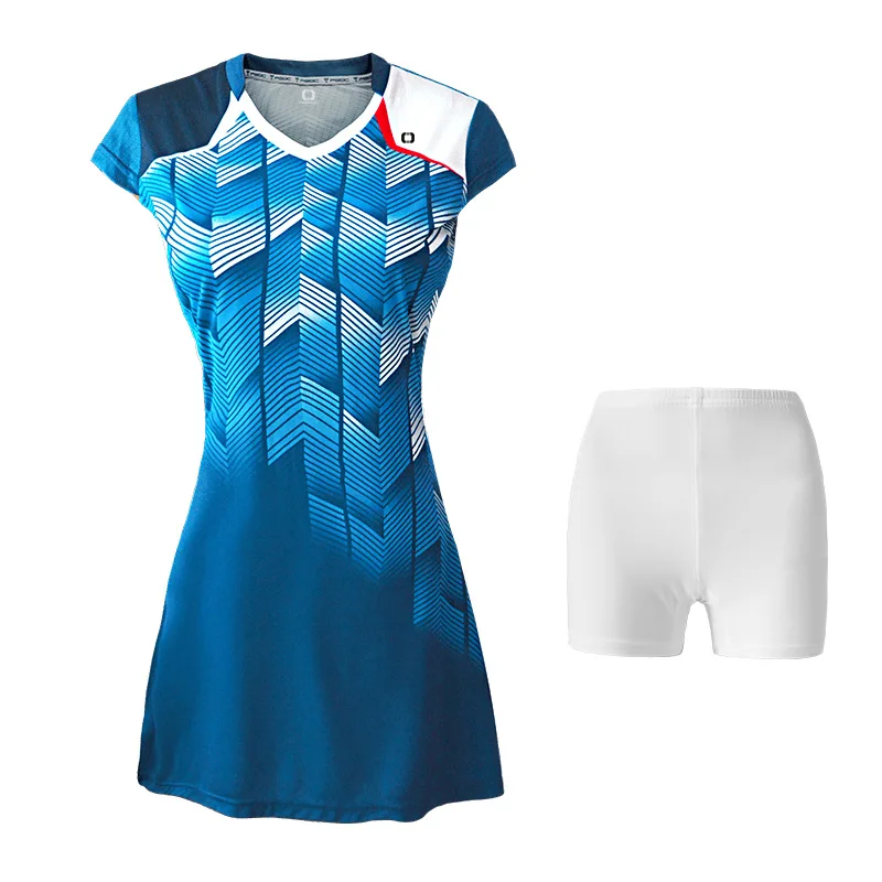 White Shorts Спортивное платье для бадминтона, быстросохнущее, дышащее, с коротким рукавом, с нижними безопасными шортами, анти-выход, женское платье для тенниса, костюм - Цвет: White Shorts