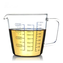 Стеклянный мерный стакан со шкалой/стеклянное молоко/Прозрачное тепло выпечки/может микроволновой печи/красная чашка молока/кухонные измерительные чашки для бара