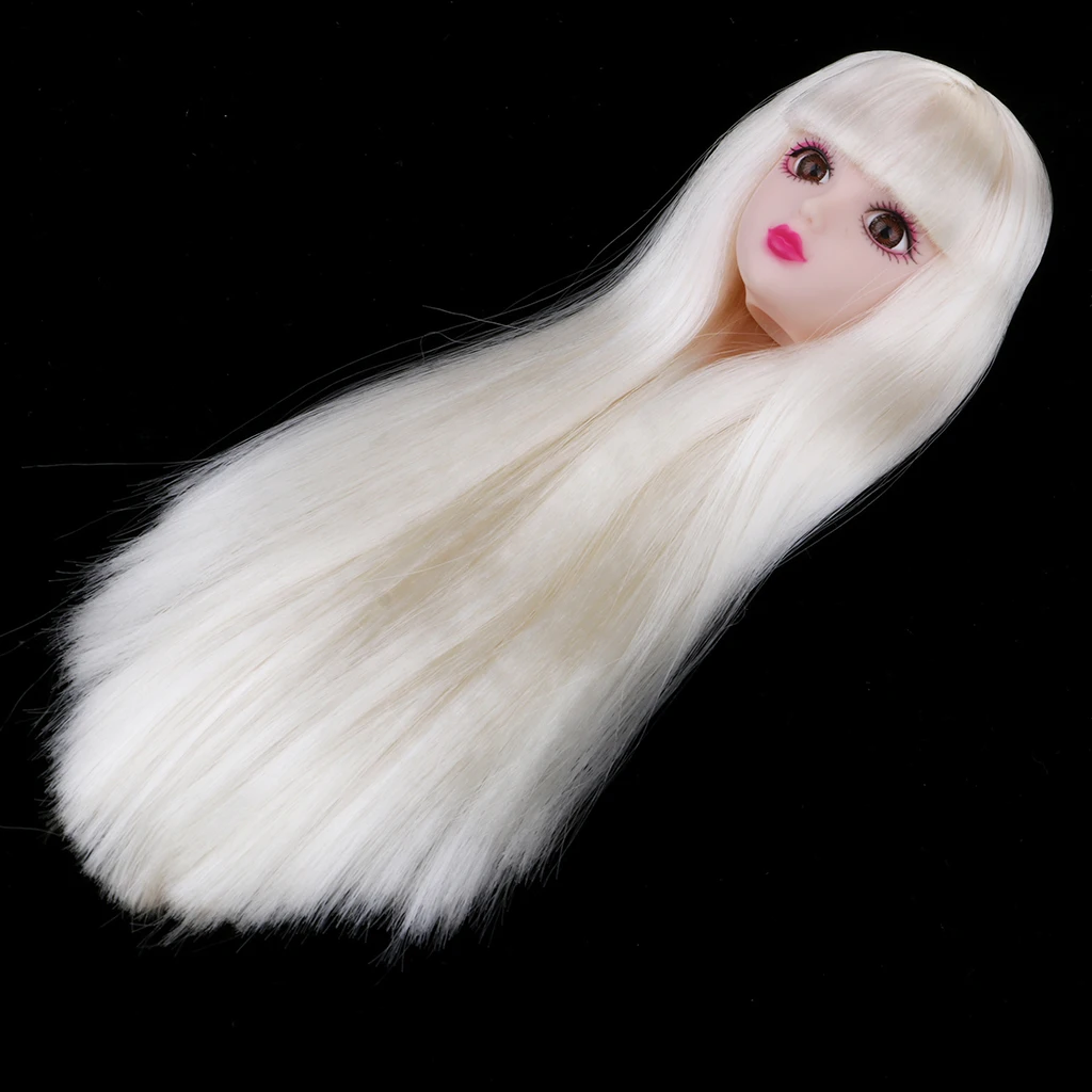No Eyes for 1/6 BJD XinYi Doll DIY Head Sculpt w/ White Straight Hair Wig 