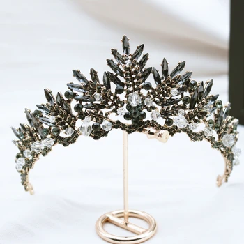

Parmalambe Baroque Charms Tiaras Black Crystal Rhinestone Encrusted Handmade Vintage Wedding Headpieces Crown Bridal Accessories