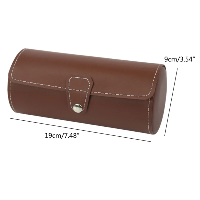 3 Slots Watch Roll Travel Case Chic Portable Vintage Leatherette Display Watch Storage Box with Slid in Out Watch Organizers