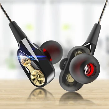 

Olhveitra 3.5mm Earphones Wired In Ear For iPhone Samsung Xiaomi Earbuds Dual Drive Stereo Sport Gamer Headset Handfree With Mic