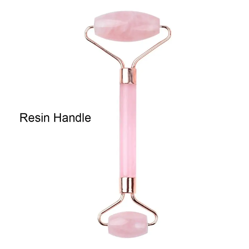 Resin Handle Натуральный нефрит для массажа лица Кристалл Камень Нефрит для лифтинга лица ролик для удаления морщин уход за кожей розовый нефрит камень для лица ролик - Цвет: Resin Handle
