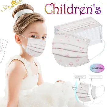 

30/100pc Children's Cartoon cute Disposable Face Mask Anti-pollution Meltblown Nonwove 3 Layer Filter Warm ear Loop Mouth-muffle