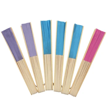 

Pack of Six Mixed Colour Thick Paper Bamboo Ribs Hand Fans