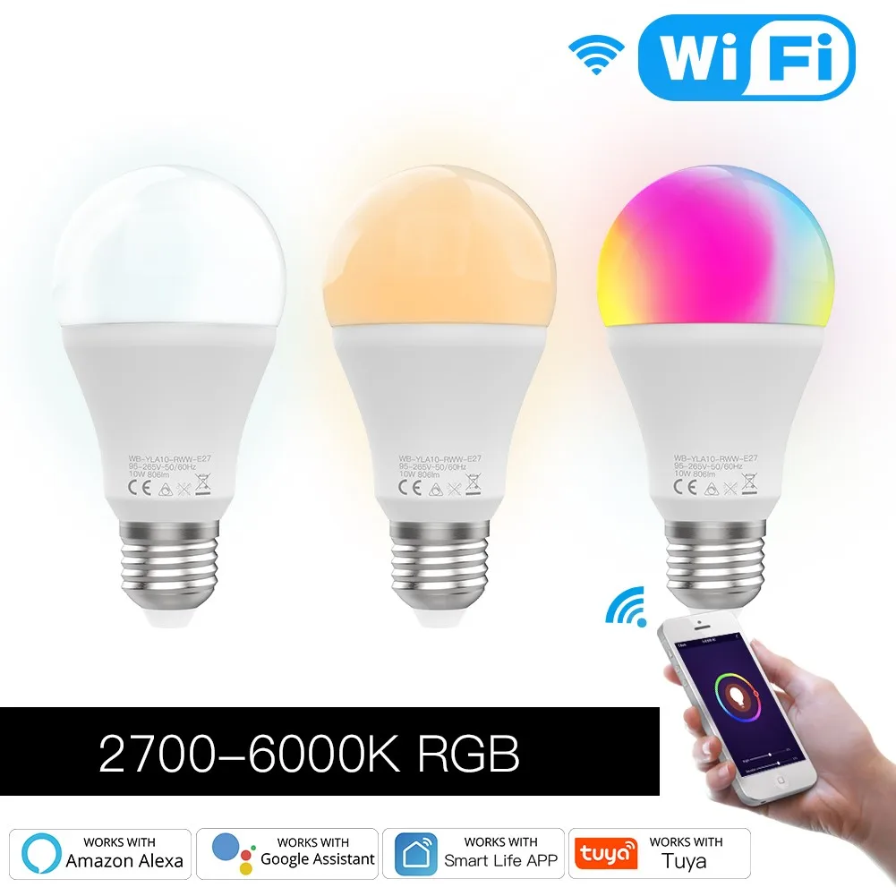 Умный телефон с Wi-Fi 10 Вт RGB C + W дистанционное управление через приложение Smart Life Tuya
